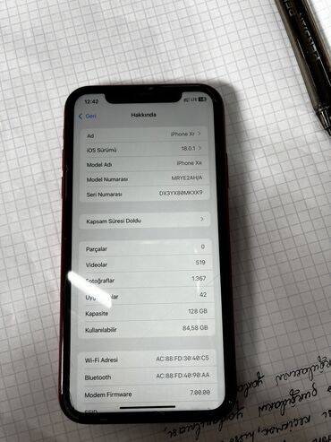 iphone xr yigilma: IPhone Xr, 128 GB, Qırmızı, Face ID, Zəmanət, Sənədlərlə