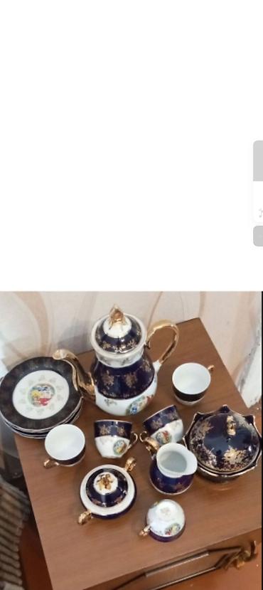 b çay servizi var: Çay dəsti, rəng - Göy, Farfor, Bohemia, 6 nəfərlik, Çexiya — 2