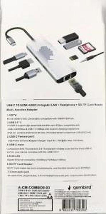 Doking stanice: USB‑C 9‑u‑1 multiport adapter (Gembird A-CM-COMBO9-03) - Portovi: - — 16