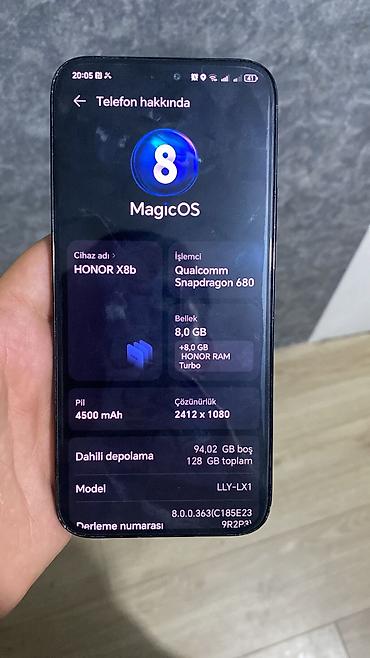 htc telefonlar: Honor X8b, 128 GB, rəng - Qara, Barmaq izi, İki sim kartlı, Face ID — 4