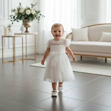 strauss prsluk: Svečana bela haljinica za bebe i devojčice Preslatka, elegantna bela — 1