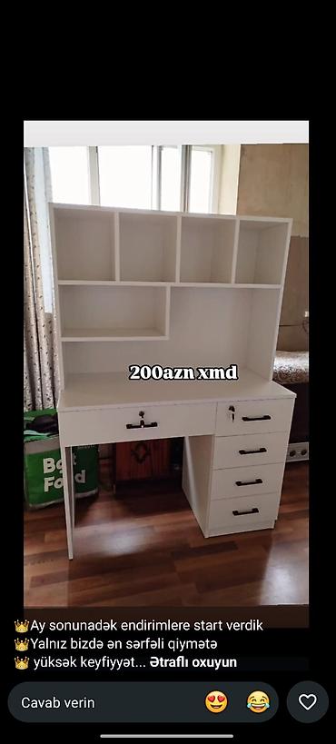 Düz masa, Stulsuz, Polkalı, Siyirməli lalafo.az -da Düz masa, Stulsuz, Polkalı, Siyirməli