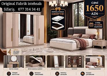 d10 mebel: Premium yataq otağı dəsti – Original Fabrik istehsalı Komplektə — 1