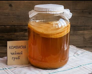 бутыля: Чайный гриб (комбуча) в 3х.л.банке— г. Токмок. самовывоз — 1