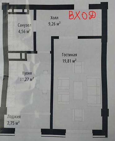 rayan building: 2 комнаты, 48 м², Кок-Жар ж/м Элитка, 5 этаж, ПСО (под самоотделку) — 2