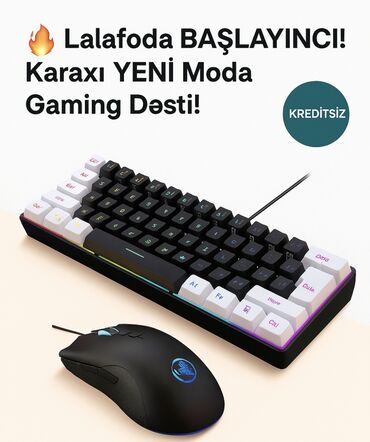 oyun notebook: 🎮 RGB Gaming Klaviatura + Mouse Dəsti – Yeni, İşıqlı, Kompakt! 🔥