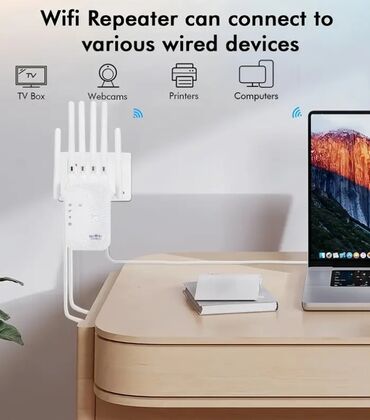 Modemi, ruteri i mrežni uređaji: Wi‑Fi 6 repetitor/ekstender sa 6 antena – Ourlife, u crnoj i beloj — 11