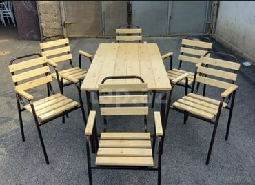 Bağ, çöl masa və oturacaq dəstləri: Yeni, Dördbucaq masa, 4 stul, Açılmayan, Stullar ilə, Taxta, Azərbaycan — 15