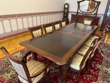 Masa və oturacaq dəstləri: Qonaq otağı üçün, İşlənmiş, Açılan, Dördbucaq masa, 10 stul, Türkiyə
