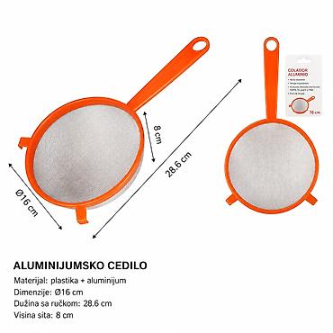 KMT aluminijumsko cedilo sa drškom - Materijal: mreža od aluminijuma