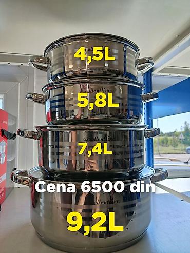 Set inox šerpi – Excellent Line - Zapremina: 4,5 L, 5,8 L, 7,4 L, 9,2