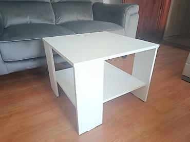beli stolovi: Moderan beli klub-sto/stočić za dnevnu sobu 50x50x50 cm - Kvadratna — 1