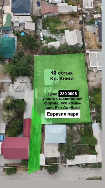земельный участок ак ордо: 12 соток, Для строительства, Красная книга, Тех паспорт