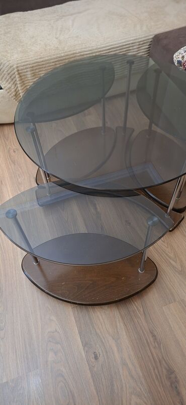 купить круглый стеклянный стол: Yumru masa, Açılmayan, Təkərli, Şüşə, Zəmanətsiz
