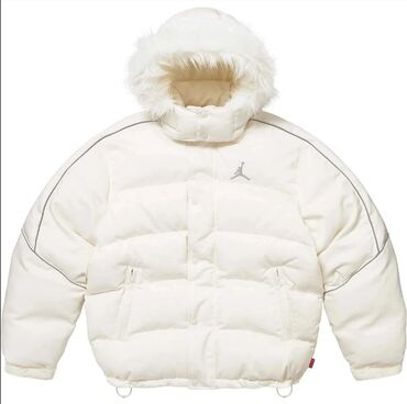 прокат национальных костюмов для детей: Puffer Supreme x Jordan — зимняя пуховая куртка - Цвет: белый -