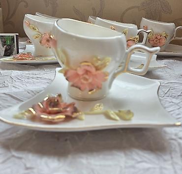 Канцтовары: Şəkildəki məhsul: çay fincan dəsti - Material: nazik porselen - Rəng — 4