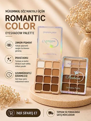 Göz kölgələri: ROMANTIC COLOR Eyeshadow Palette - Göz makiyajı üçün peşəkar ten — 7