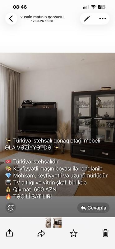 pcp satilir: Türkiyə istehsalı qonaq otağı mebel dəsti - TV altlığı və vitrin — 2