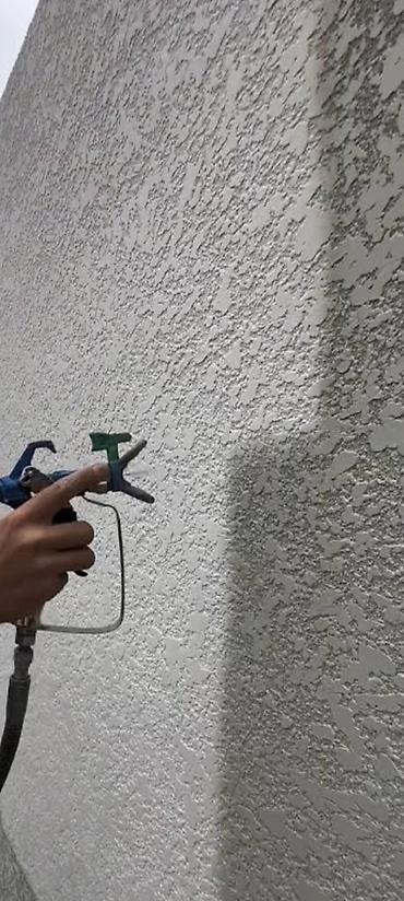 Quru inşaat materialları: Dekorativ “yağış” fakturalı suvaq və boya tətbiqi xidməti - Xarici — 3