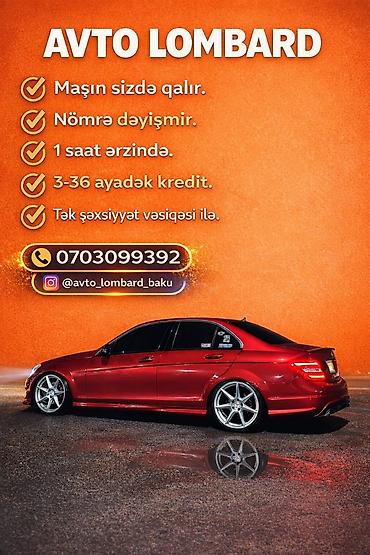 Avto Lombard xidməti - Maşın sizdə qalır - Nömrə dəyişmir - 1 saat