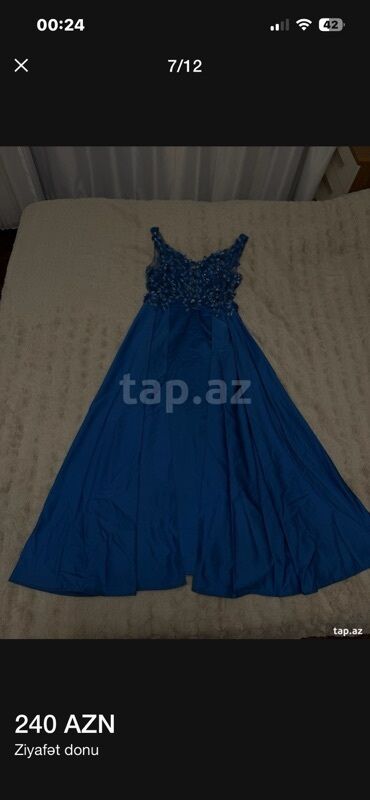 Ziyafət donları: Ziyafət donu – 240 AZN - Rəng: mavi - Model: uzun, A-kesim ətəkli — 7