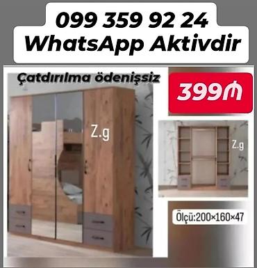 dolab ucuz: - Məhsul: 4 qapılı paltar dolabı - Rəng/üslub: ağac teksturası ilə — 1