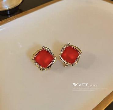Серьги: Винтажные серьги‑клипсы с квадратными кабошонами - Формат: клипсы — 2