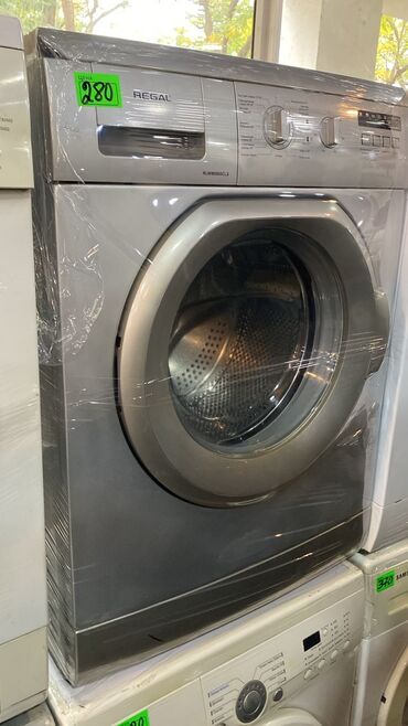 mp4 yükle: Regal RLWM806CLS ön yükləməli paltaryuyan maşın - Gümüşü korpus, iri