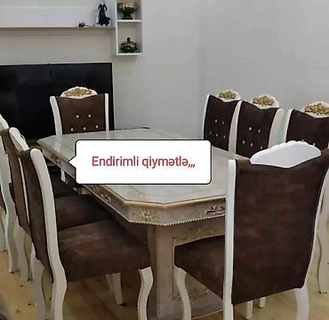 carpayı divan: Qonaq otağı üçün, Yeni, Açılmayan, Dördbucaq masa, 6 stul — 6