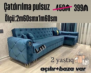 Divanlar: Künc divan, Yeni, Açılan, Bazalı, Vеlur parça, Şəhərdaxili pulsuz çatdırılma — 1