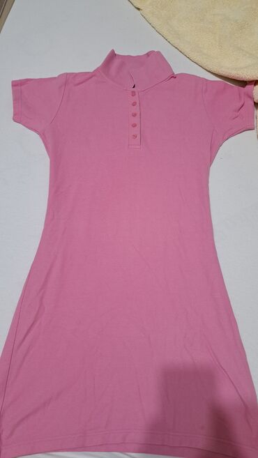 čipkaste haljine svecane haljine do kolena: M (EU 38), color - Pink, Other style, Short sleeves