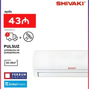 toshiba qosmio: Kondisioner Shivaki, Yeni, 30-35 kv. m, Split sistem, Kredit var, Pulsuz quraşdırılma