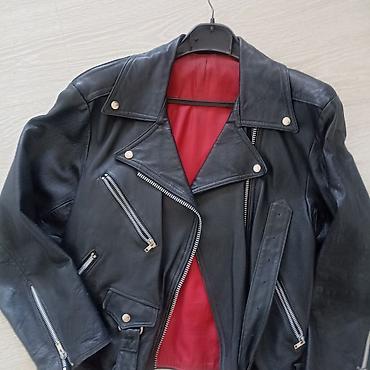 ea7 jakne: Kožna moto jakna – klasičan „biker“ kroj - Materijal: prirodna crna — 1