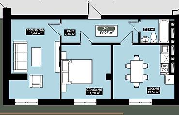 35000: 2 комнаты, 51 м², Элитка, 2 этаж, ПСО (под самоотделку) — 3