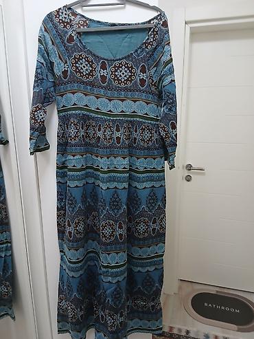 Haljine: Duga haljina sa etno/boho printom u nijansama tirkizno-plave, teget i — 1