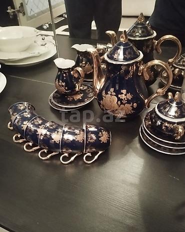 caydan caynik desti: Çay dəsti, rəng - Göy, Farfor, Bohemia, Çexiya — 1