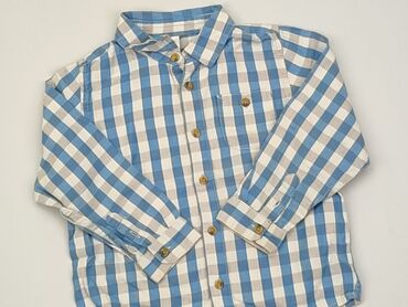 bluzka z kołnierzykiem zara: Shirt 1.5-2 years, condition - Good, pattern - Cell, color - Light blue