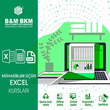 Sürücülük kursları: Kompüter kursu: Microsoft Office, Əyani, Fərdi, Qrup