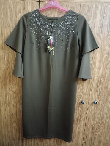 блузка цвета хаки: Вечернее платье, Классическое, Средняя модель, С рукавами, Стразы, M (EU 38)