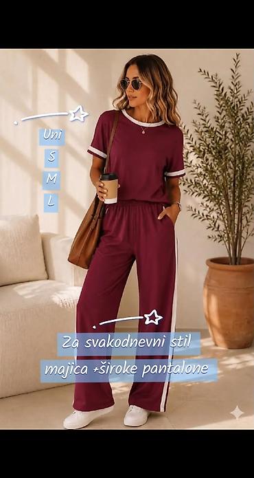 lacoste rs: Damski komplet za svakodnevni stil – majica + široke pantalone — 7