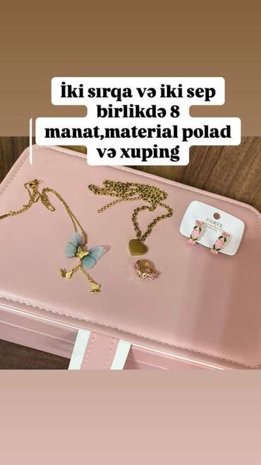 Bijuteriya dəstləri: Bijuteriyalar 8 manata olan bijuteriyalar Sumqayıtdadır.Amma kargoyla