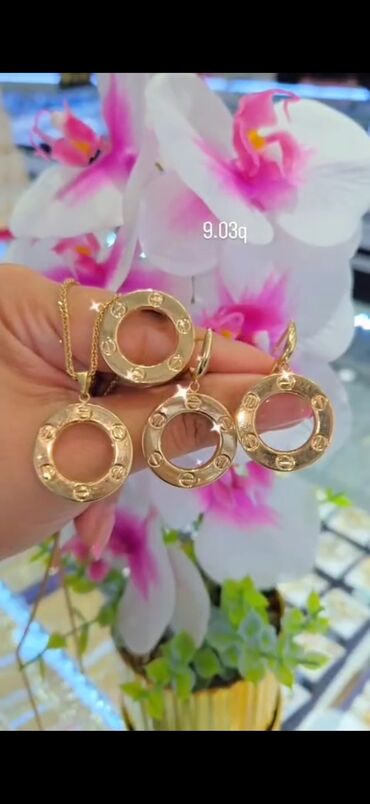 Sırğalar: Sırğa, Sarı qızıl, 585 Əyar, 123 g, Ödənişli çatdırılma, Ünvandan götürmə — 5