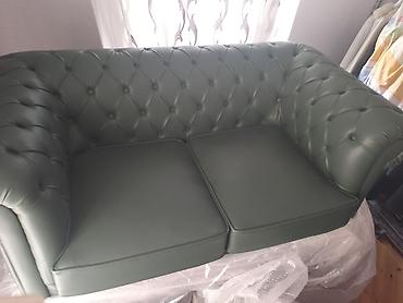 Мебель для дома: Yaşıl dərili iki nəfərlik Chesterfield divan - Klassik Chesterfield — 2