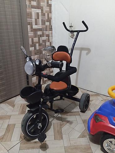 3 teker velosiped: Uşaq üçtəkərli velosipedi - Rəng: qara, narıncı oturacaq və bel — 1
