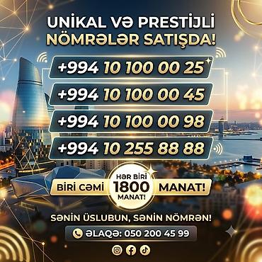Unikal və prestijli mobil nömrələr satılır: - +994 10 100 00 25 - lalafo.az -da Unikal və prestijli mobil nömrələr satılır: - +994 10 100 00 25 -