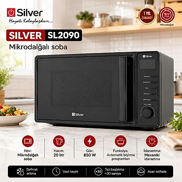 mikrodalğa: №: 9804 Məhsulun adı: Mikrodalğalı soba Silver SL-2090, 20 L, 850 Vt — 1