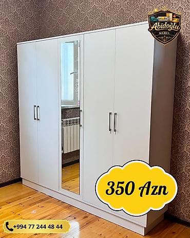 ag mebel: Yeni, 4 qapılı, Güzgülü, Ağ, Açılan, Düz dolab — 1