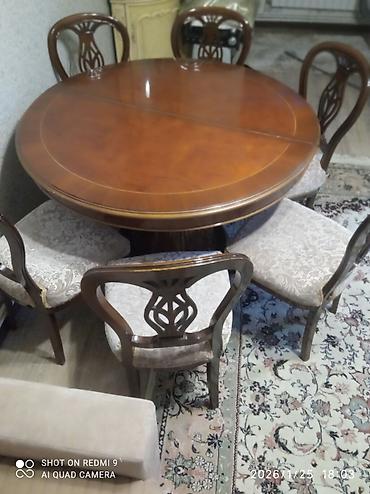 aile agaci: Klassik üslubda dairəvi yemək masası və 6 ədəd stul dəsti — 3