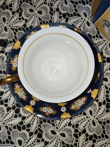 çaydan dəsti: Çay dəsti, rəng - Göy, Farfor, 6 nəfərlik, Azərbaycan — 4