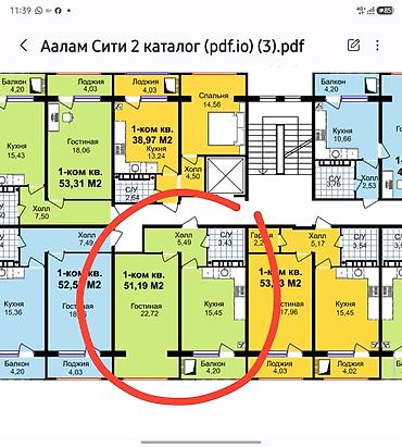 алмааты: 1 комната, 52 м², Технопарк Элитка, 9 этаж, ПСО (под самоотделку) — 3